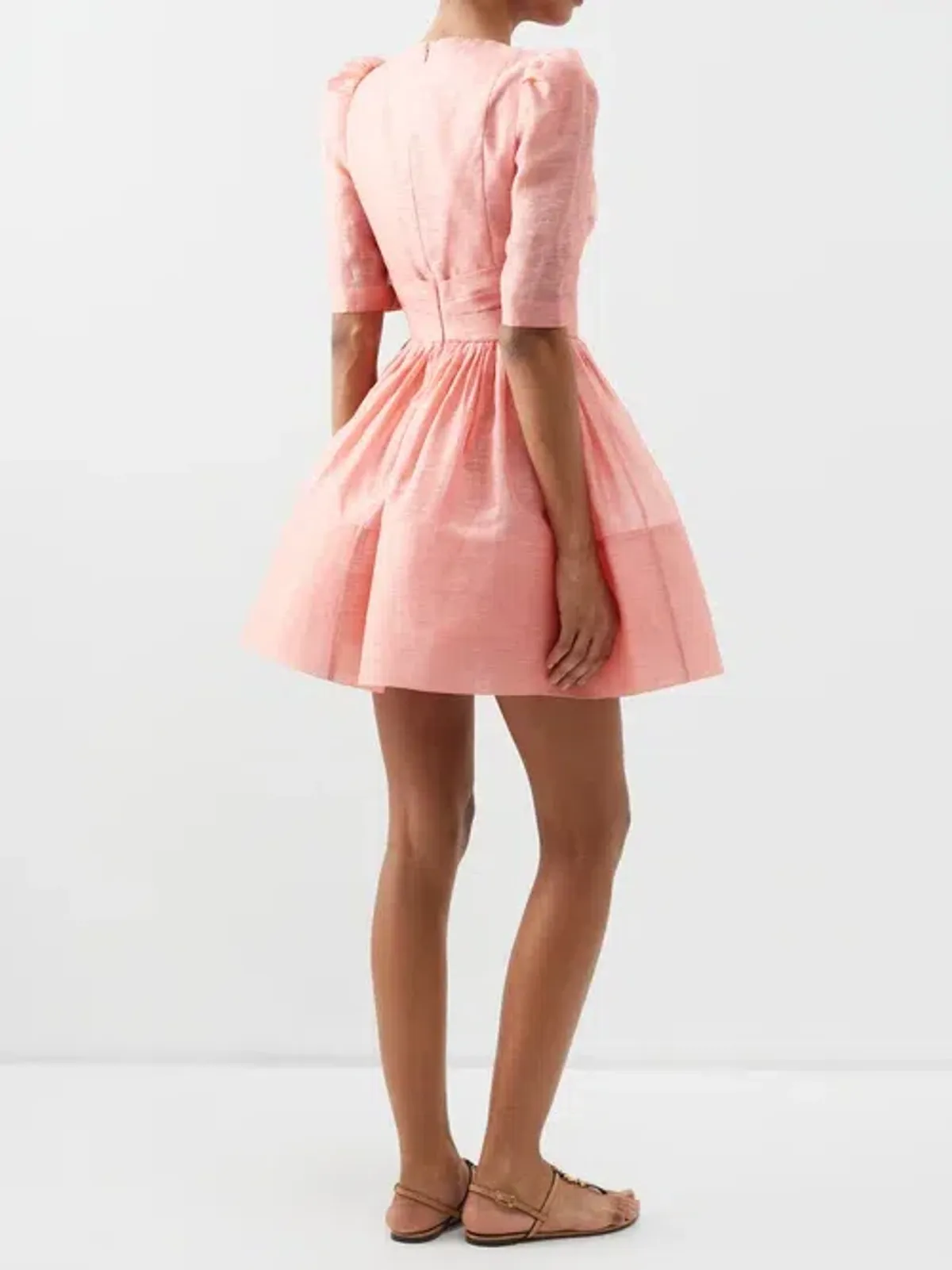 Zimmermann Wonderland Sleeved Mini Dress in Guava Size 1/Au 10 - Image 2