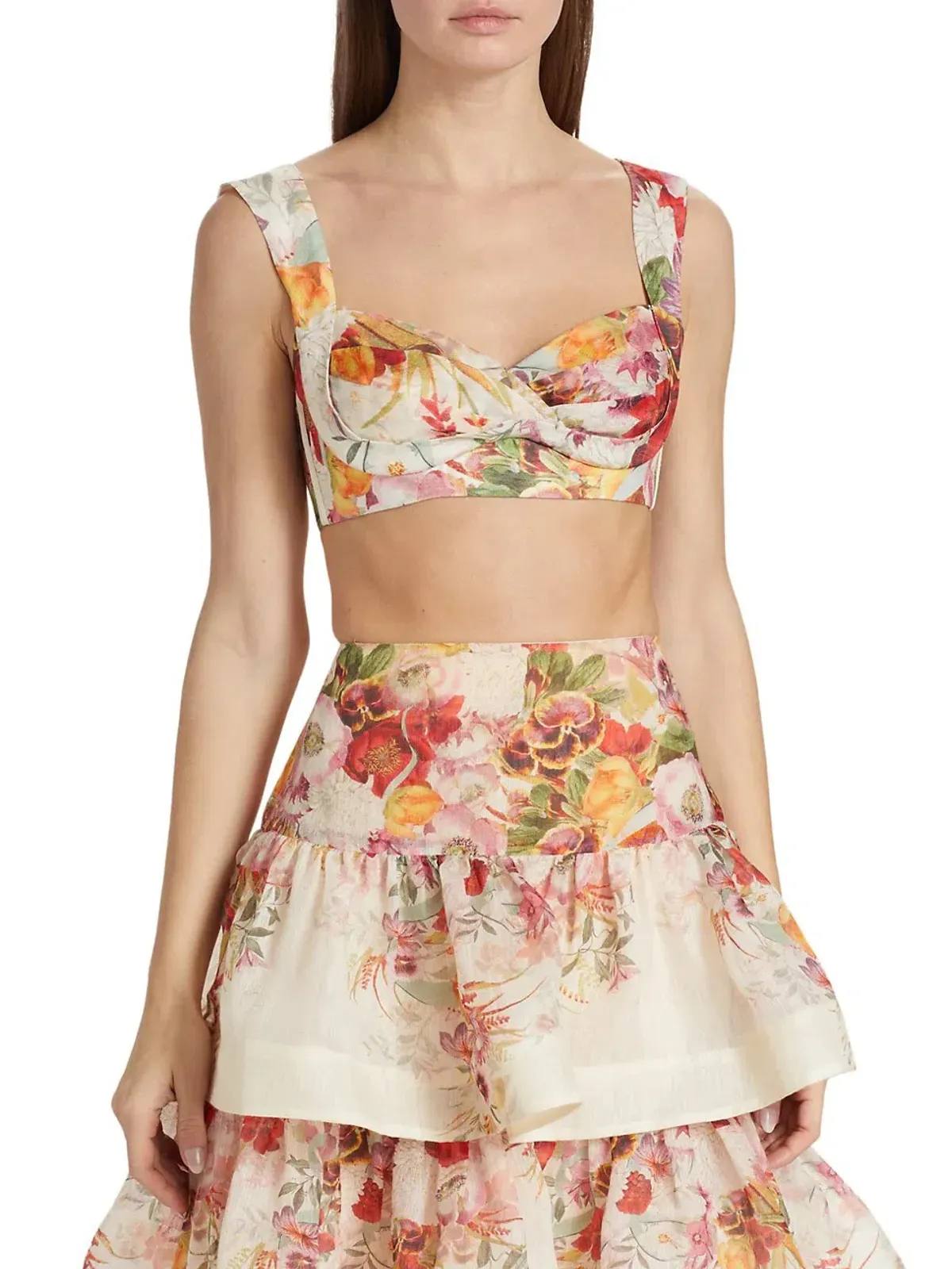 Zimmermann Wonderland Bralette and Tiered Skirt in Elka Poppy Ivory Print Size 0/AU 8 - Image 2