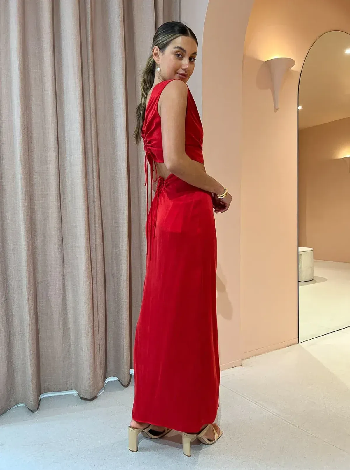 One Fell Swoop Marni Crop and Review Skirt Set Red Size 8 - Image 3