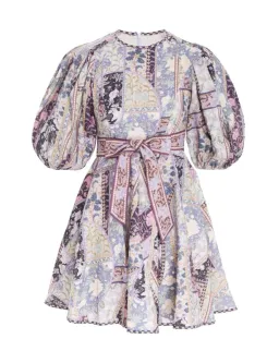 Zimmermann Celestial Day Mini Dress Lavender Swirl Floral Size 2/Au 12 for rent on The Volte - image 1