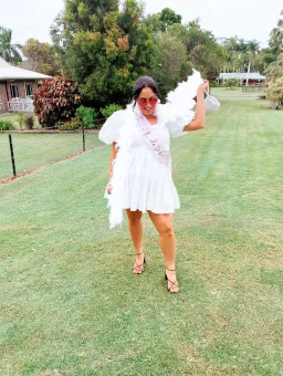 Aje Casa Puff Sleeve Mini Dress Ivory Size 12  for rent on The Volte - image 4