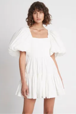 Aje Casa Puff Sleeve Mini Dress Ivory Size 12  for rent on The Volte - image 1