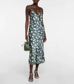 Lee Mathews Bella Printed Silk Satin Slip Dress Print Size 6 for rent on The Volte - image 1
