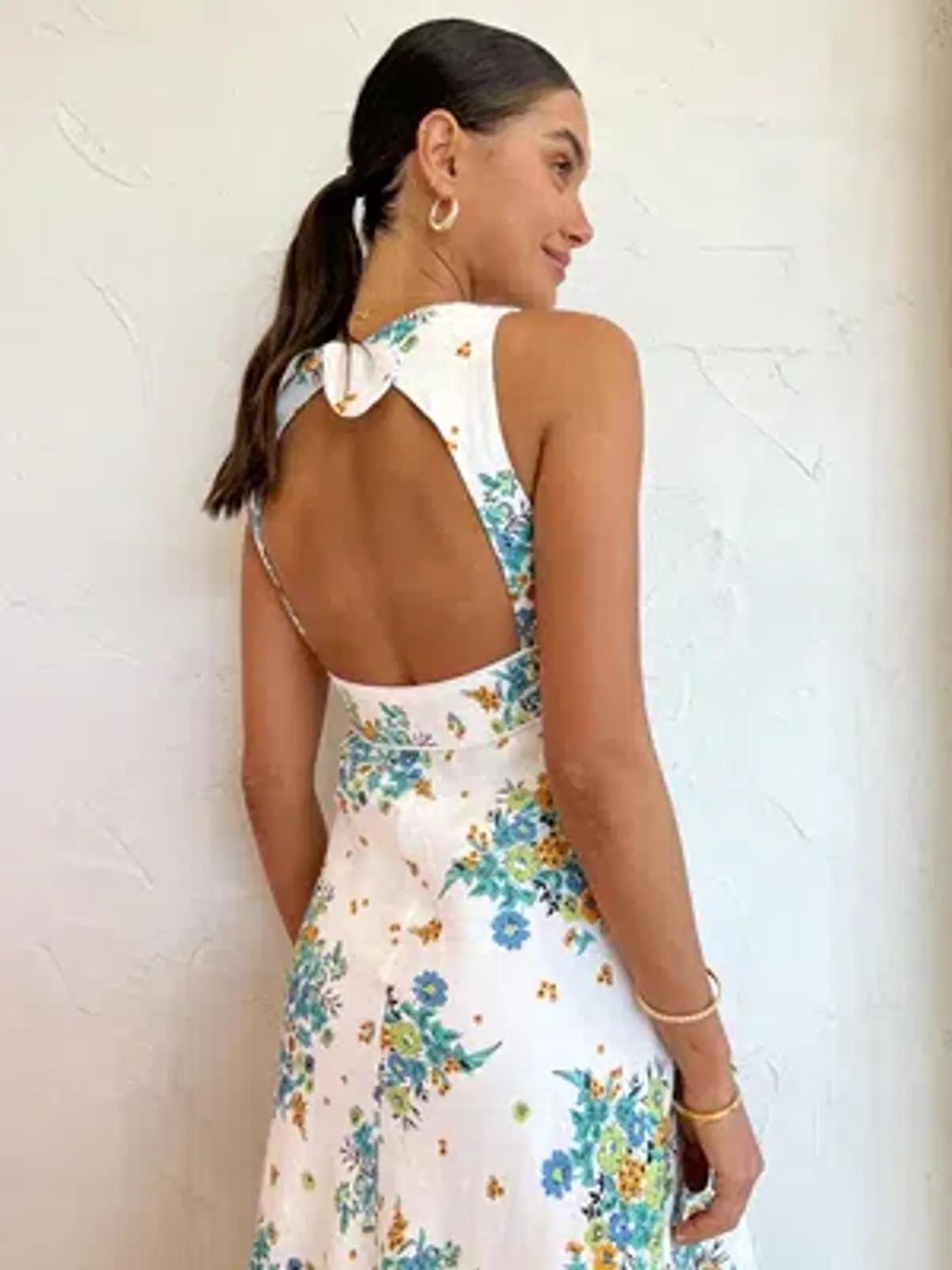 By Johnny Roma Floral Midi Dress In Roma Floral White Size AU 12  - Image 4