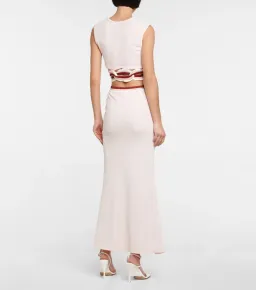 Christopher Esber Cut Out Ribbed Knit Crop Top and Lowrise Cut Out Maxi Skirt in Multi Bind Rose Quartz Size 6 for rent on The Volte - image 2