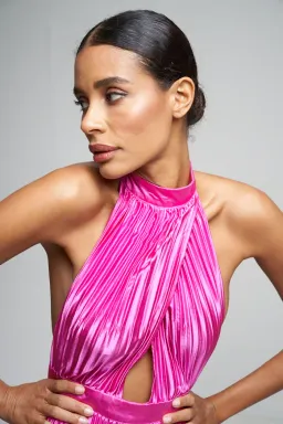 L'idee  Renaissance Split Dress Flamingo Pink Size AU 12  for rent on The Volte - image 2