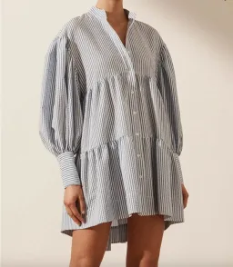 Shona Joy Roberta Balloon Sleeve Tiered Mini Dress Blue Size 12 / L for rent on The Volte - image 2