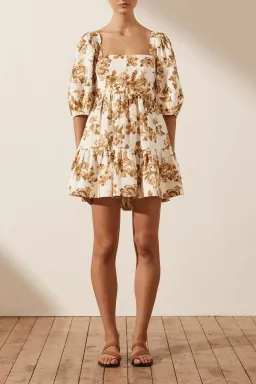 Shona Joy Bella Linen Open Back Mini Dress Floral Size 12 / L for rent on The Volte - image 1
