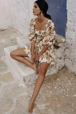 Shona Joy Bella Linen Open Back Mini Dress Floral Size 12 / L for rent on The Volte - image 4