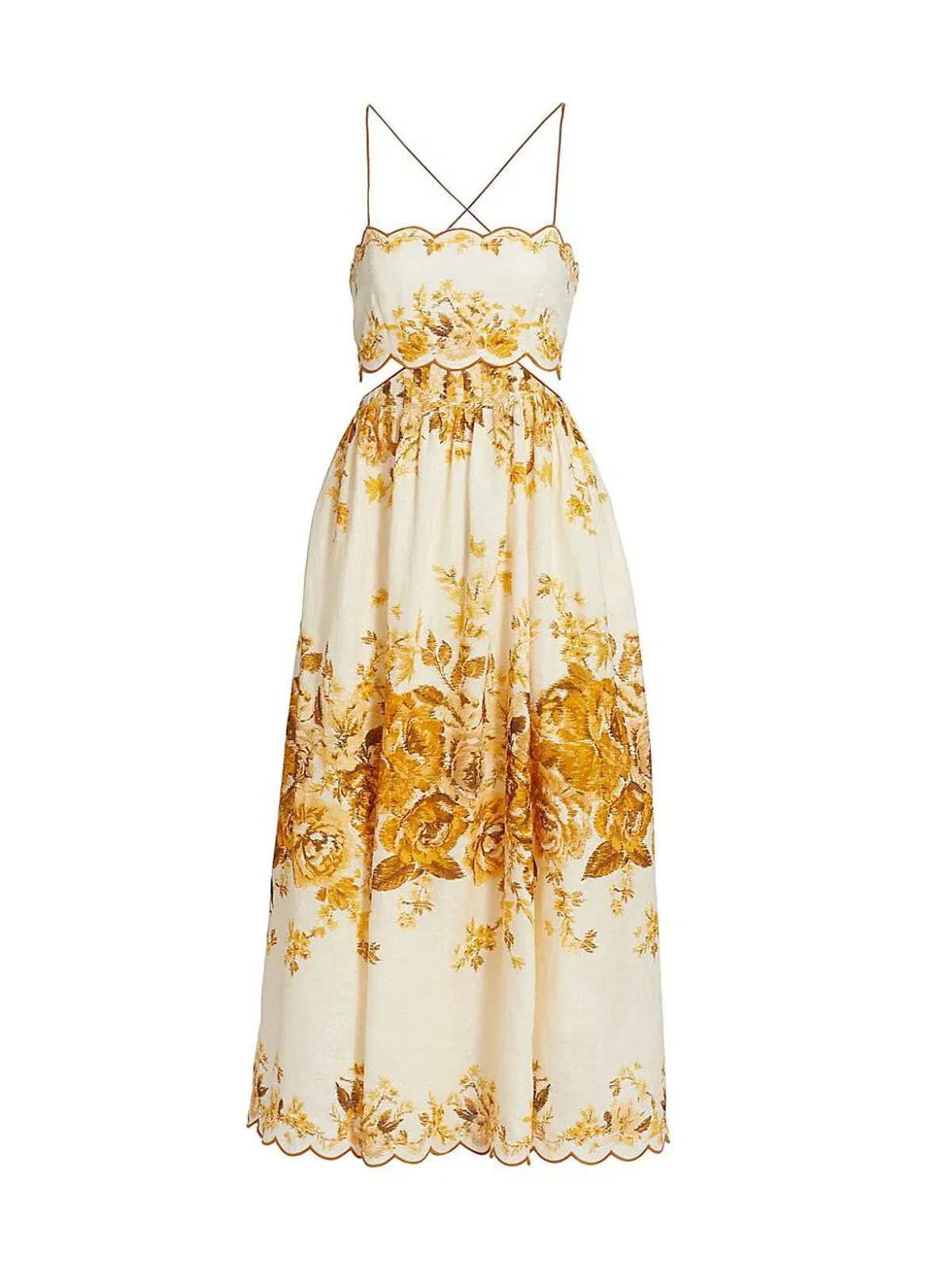 Zimmermann Aliane Scallop Midi Dress Cream Size AU 6 - Image 4