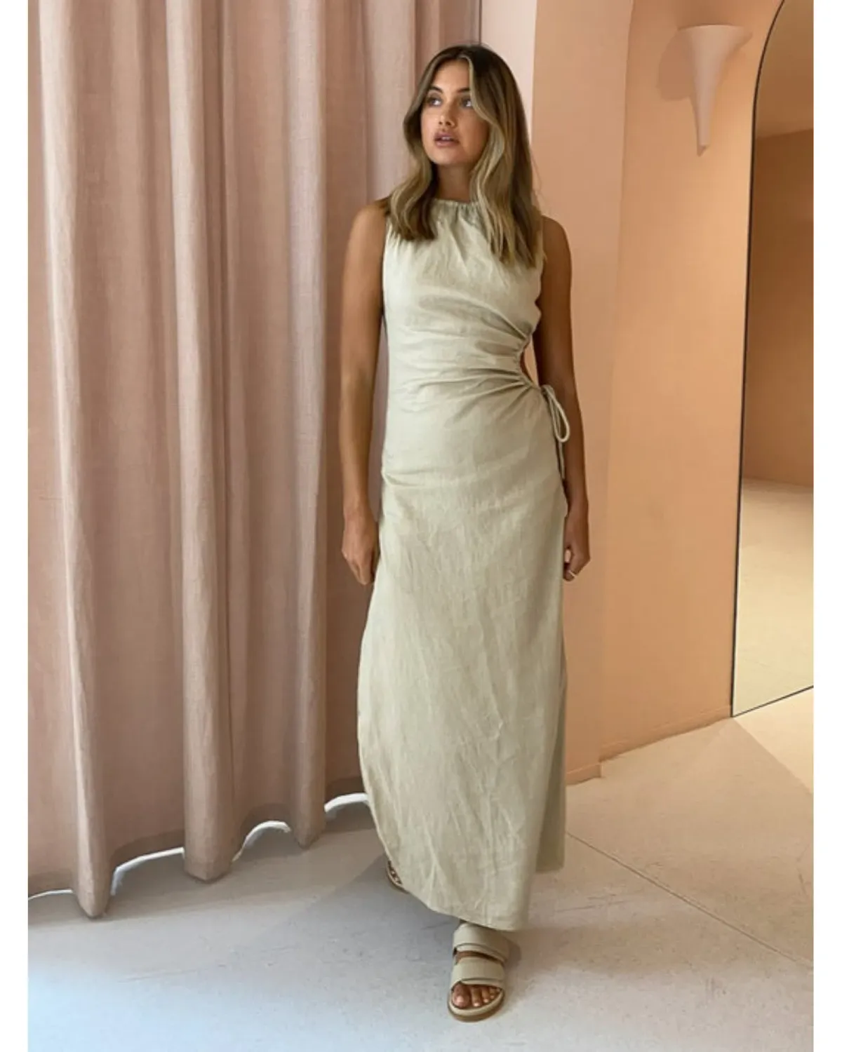 Sir the Label Blanche Cut Out Midi Dress In Bone Size AU 8 - Image 1