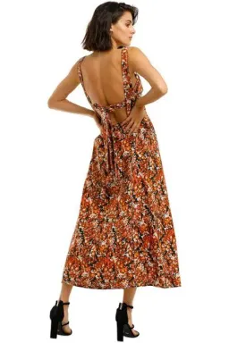 Camilla and Marc Asterid Midi Print Dress Orange Size AU 6 for rent on The Volte - image 2