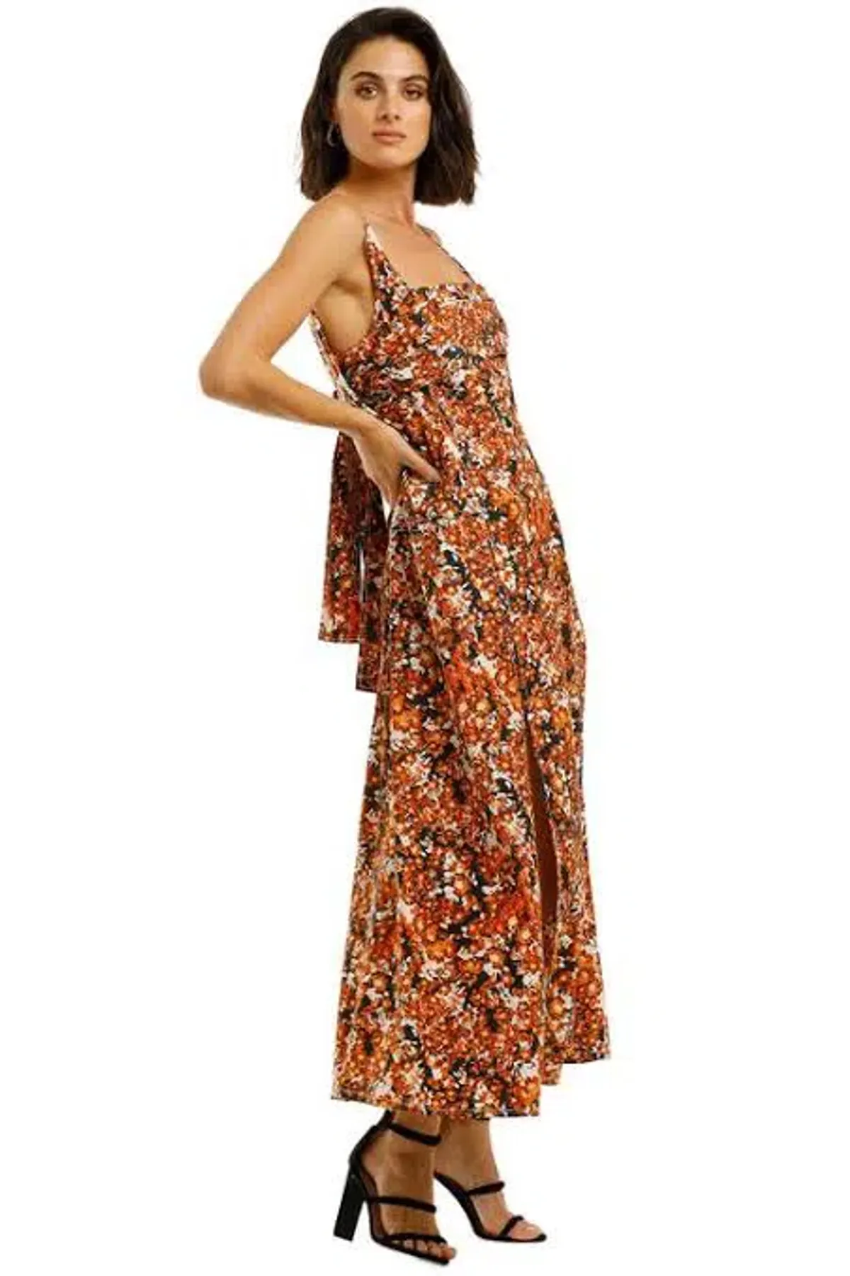 Camilla and Marc Asterid Midi Print Dress Orange Size AU 6 - Image 3