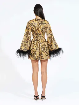 Alice McCall Feather Mini Dress Gold Dust Size AU 6 for rent on The Volte - image 2