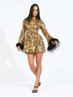 Alice McCall Feather Mini Dress Gold Dust Size AU 6 for rent on The Volte - image 1