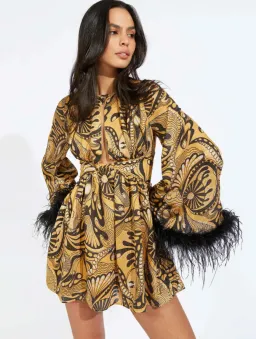 Alice McCall Feather Mini Dress Gold Dust Size AU 8 for rent on The Volte - image 4