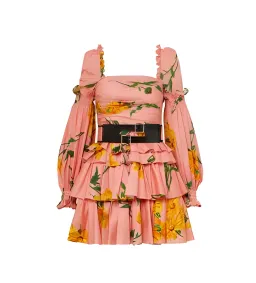 Leo Lin Marguerite Rose Long Sleeve Mini Dress Rose Print Size AU 8 for rent on The Volte - image 3