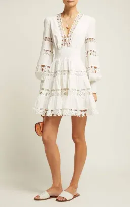 Zimmermann Primrose Daisy Embroidered Lace Short Dress White Size 1 / AU 10  for rent on The Volte - image 2
