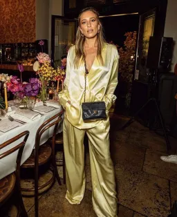 Michael Lo Sordo Relaxed Silk Boy Pant Pale Yellow Size AU 8 for rent on The Volte - image 1