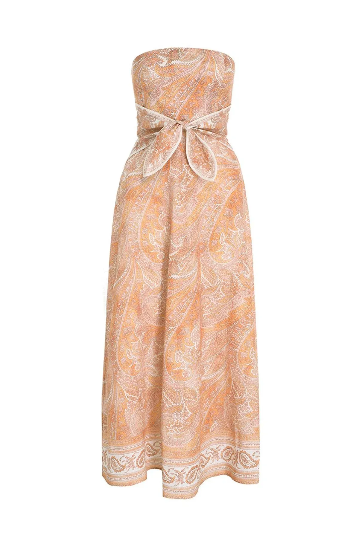 Zimmermann Brighton Tie Waist Midi Dress Tangerine Paisley Size 0 / AU 8 - Image 5