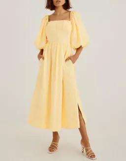 Sovere Relish Midi Dress Yellow Size AU 6 for rent on The Volte - image 2