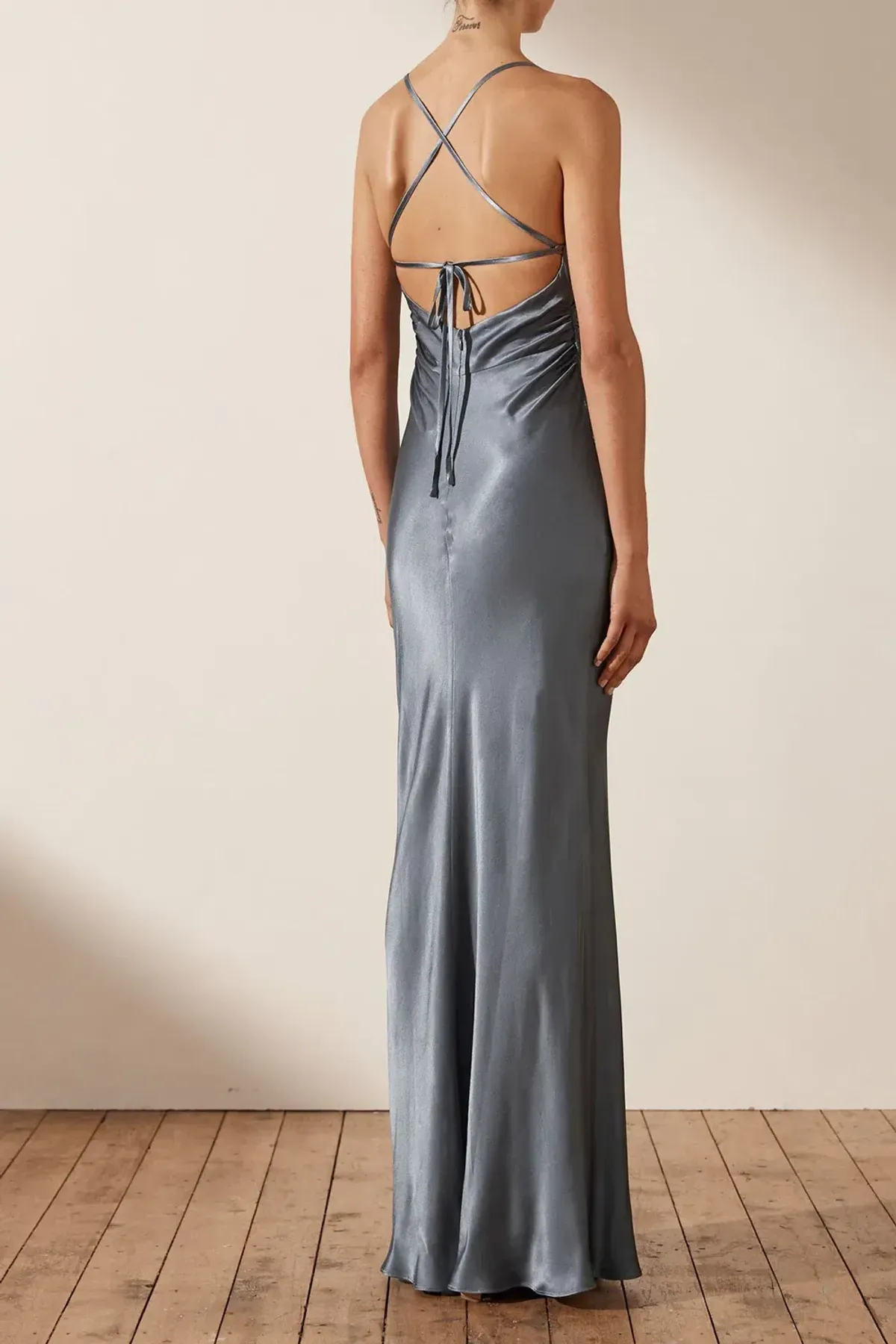 Shona Joy La Lune Lace Back Maxi Dress in Blue Smoke Size AU 8 - Image 2