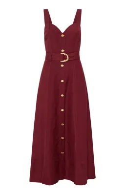 Aje Clay Belted Midi Dress Burgundy Size 16 for rent on The Volte - image 2
