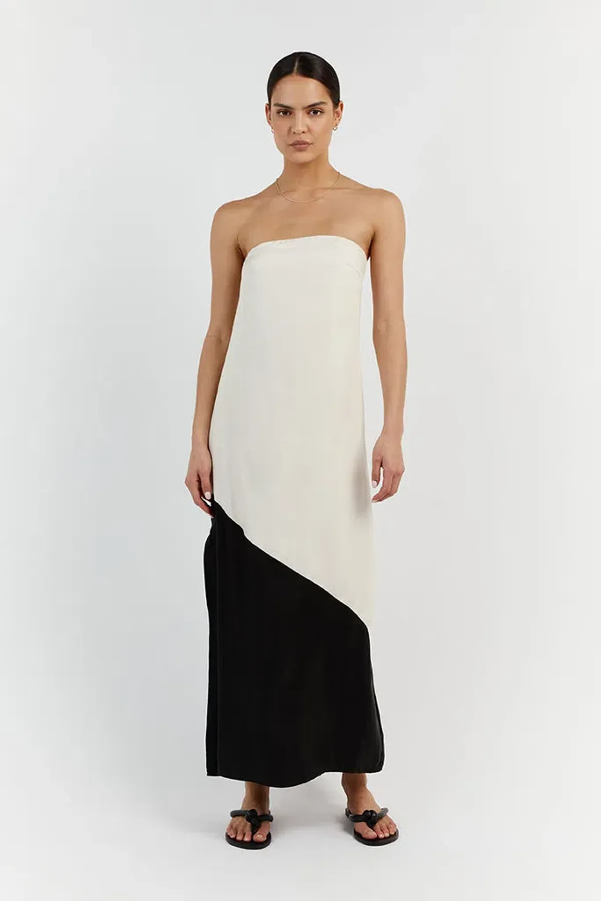 Dissh Taj Pearl and Black Midi Dress White Size 10 - Image 1