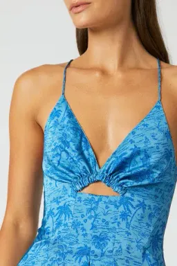 Scanlan Theodore Silk Tropical Strappy Dress Blue Size 8  for rent on The Volte - image 2