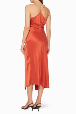 One Fell Swoop Muse Asymmetric Midi Dress in Burnt Orange Size 6 for rent on The Volte - image 2