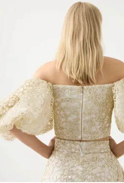 Aje Patina Lace Top and Midi Skirt Set Ivory Size 8/10 for rent on The Volte - image 4