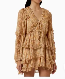 Shona Joy Louise Balloon Sleeve Frill Mini Dress Multi Size 10 / M for rent on The Volte - image 3