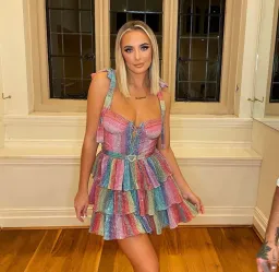 THE NEW ARRIVALS by İlkyaz Özel Lily Rose in Rainbow Waves Size 12/L for rent on The Volte - image 2