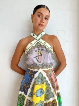 Alemais Trippy Troppo Halter Midi Dress Multi Print Size 8 for rent on The Volte - image 3