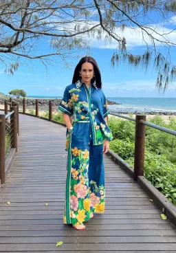 Alemais Lyla Linen Pant and Shirt Set Floral Size AU 6 for rent on The Volte - image 3