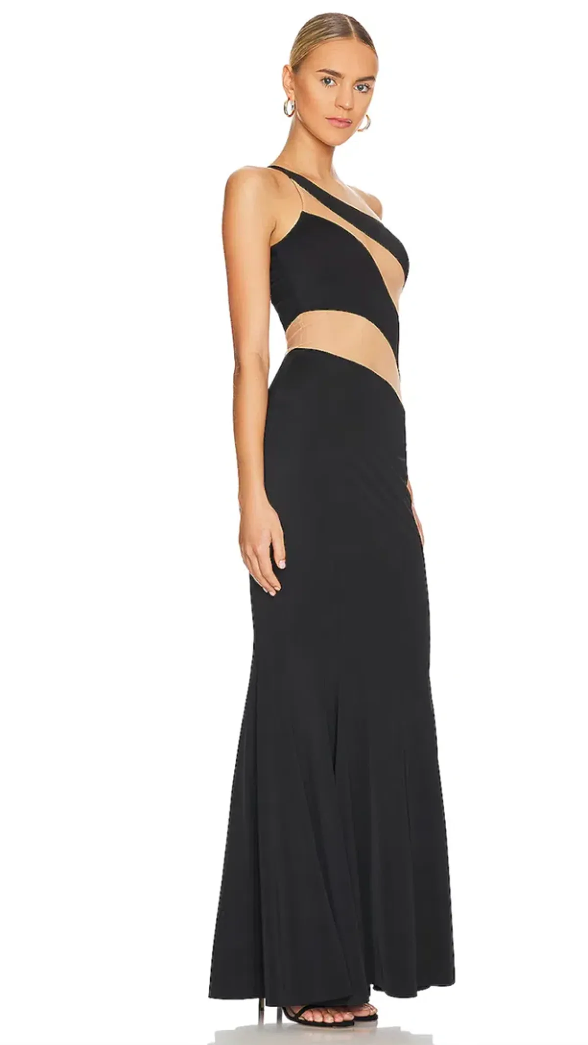 Norma Kamali Snake One-Shoulder Mesh-Paneled Stretch-Jersey Gown Black Size xxs - Image 2