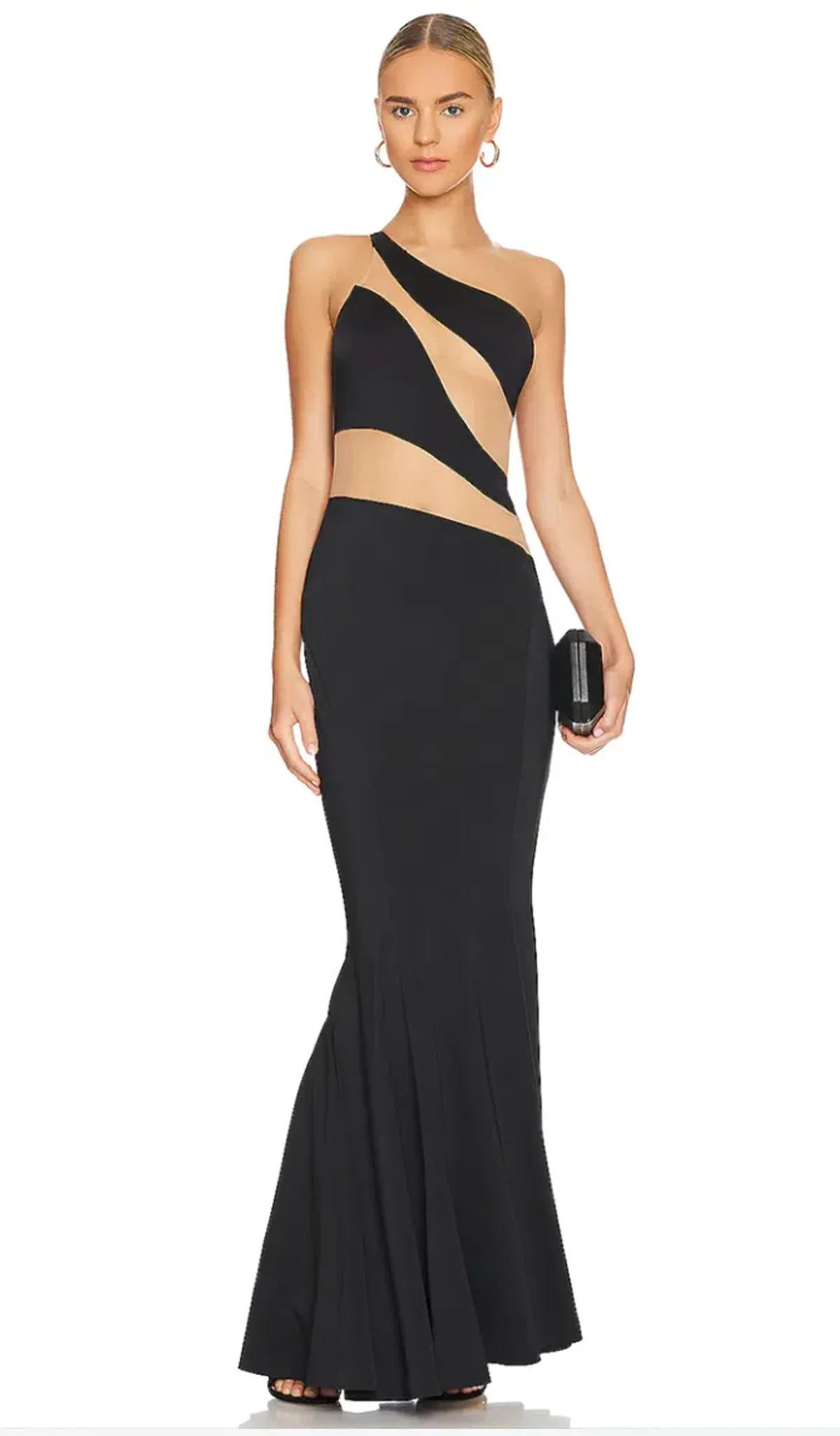 Norma Kamali Snake One-Shoulder Mesh-Paneled Stretch-Jersey Gown Black Size xxs - Image 1
