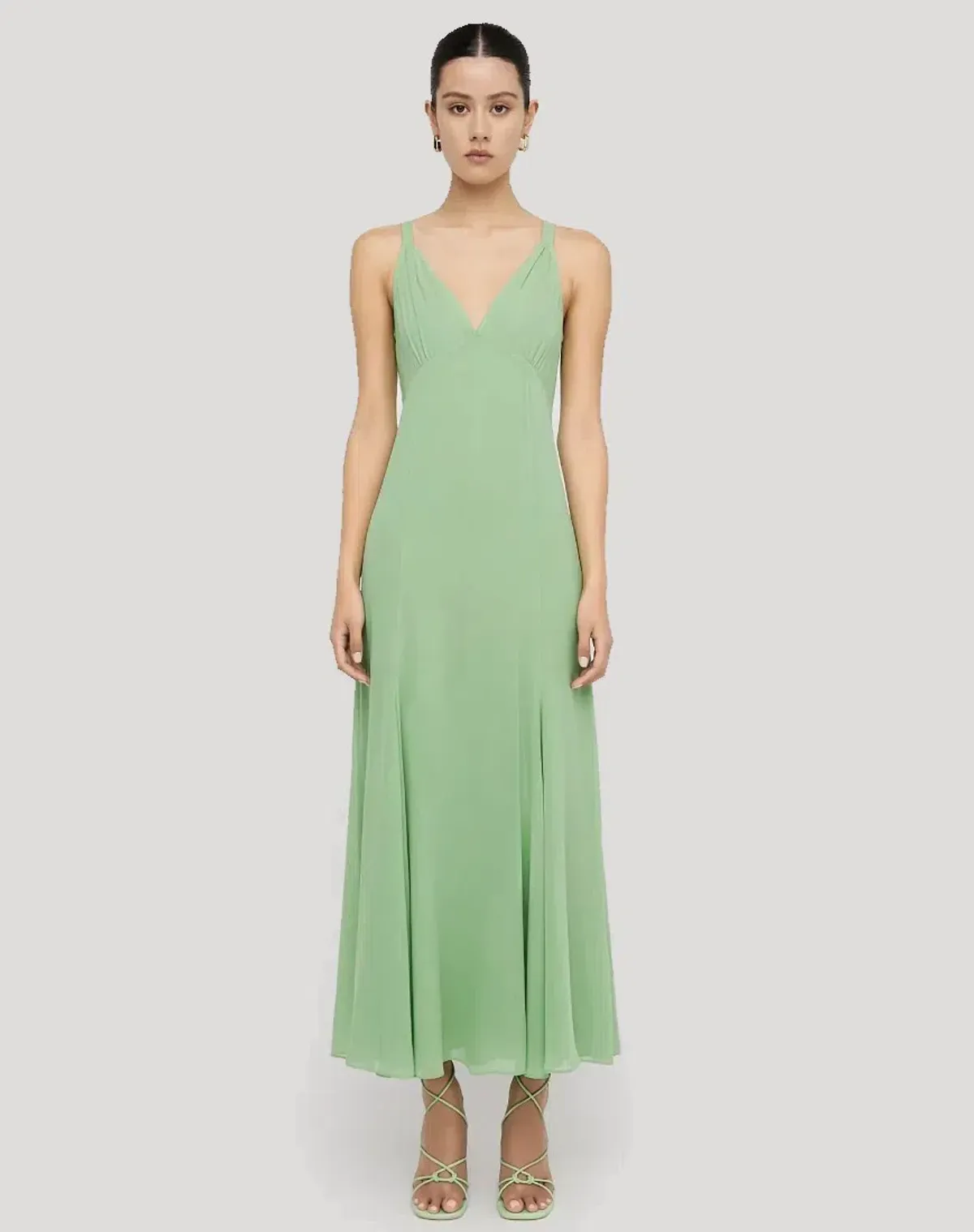 Scanlan Theodore Silk Georgettet Slip Dress Green Size AU 10 - Image 1