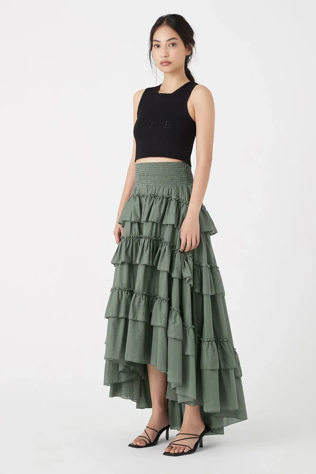 Aje Mimosa El Paso Tiered Maxi Skirt Green Size 8 - Image 2
