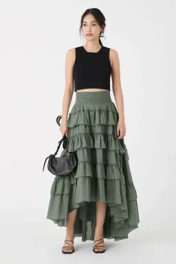 Aje Mimosa El Paso Tiered Maxi Skirt Green Size 8 for rent on The Volte - image 1