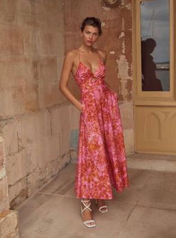 Scanlan Theodore cotton strappy midi tangerine size 12  for rent on The Volte - image 2