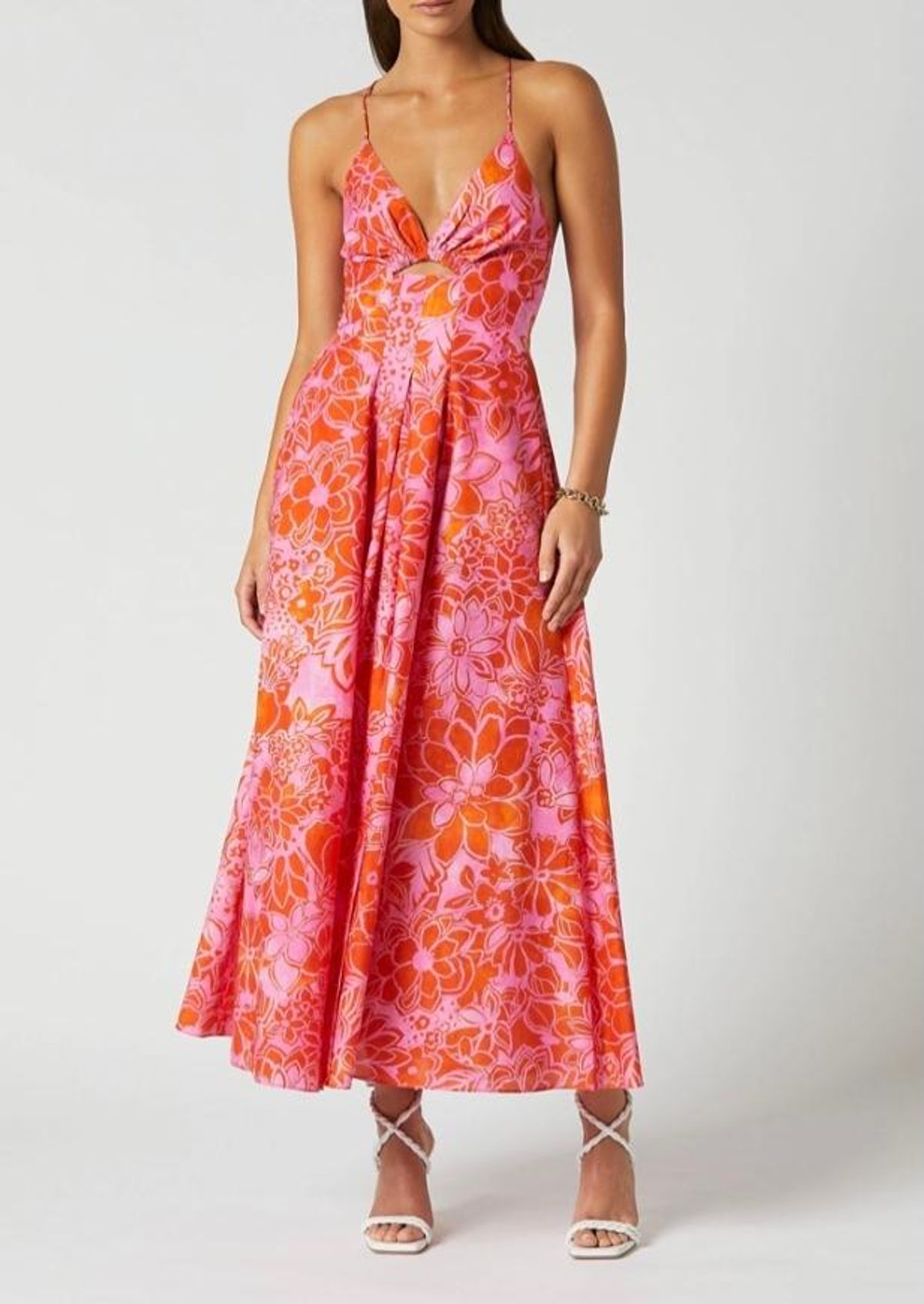 Scanlan Theodore cotton strappy midi tangerine size 12  - Image 1