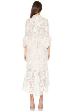 Rebecca Valance The Society Frill Midi Dress Ivory Size 8  for rent on The Volte - image 2