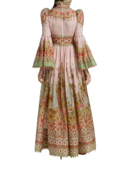 Zimmermann Kaleidoscope Kaleidoscope Bell-Sleeve Gown Leo Zodiac Print Size 0/Au 8  for rent on The Volte - image 2