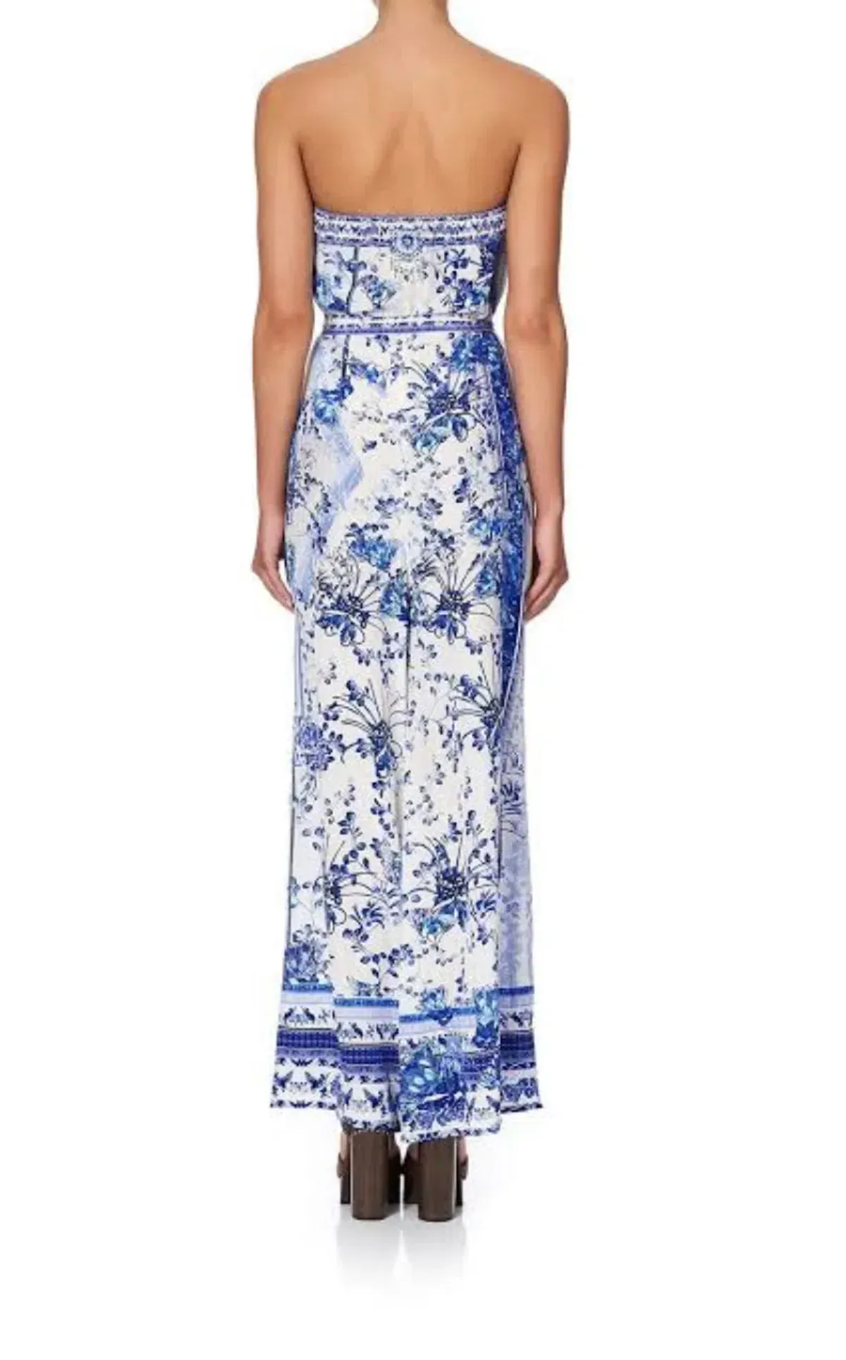 Camilla Strapless Jumpsuit With D Ring Belt in Cards From The Coast Print Size XS / Au 8 - Image 3