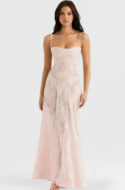 House of CB Seren Lace Back Maxi Dress Soft Pink Floral Size M / 10 for rent on The Volte - image 2