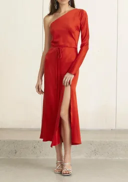 Bec & Bridge One Shoulder Midi Dress in Fire Orange Size 8 for rent on The Volte - image 1