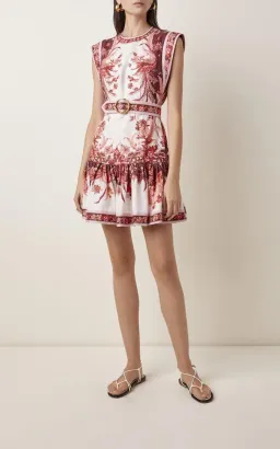 Zimmermann Wavelength Belted Mini Dress Red Size AU8/zimm size 0 for rent on The Volte - image 1