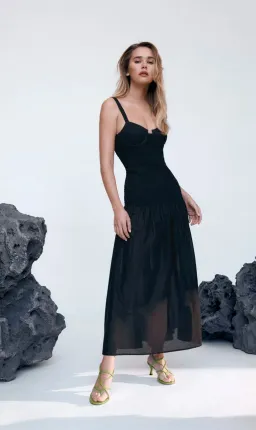 Scanlan Theodore Cotton Bralette Midi Dress Black Size 8 / S for rent on The Volte - image 5