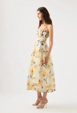 Aje Botanica Cross Back Midi Dress Sunflowers Size 6 / XS for rent on The Volte - image 2